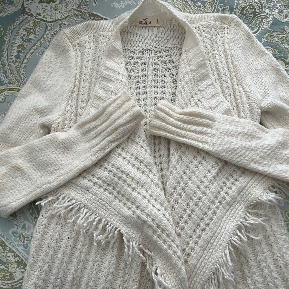 White Fringe Hollister Cardigan